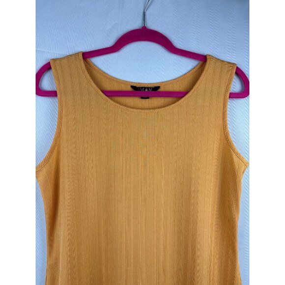 Iman Womens Mustard Sleeveless Ribbed Tank Top S - Picture 2 of 5